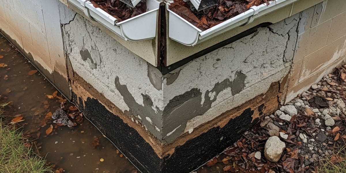 clogged gutters and foundation damage